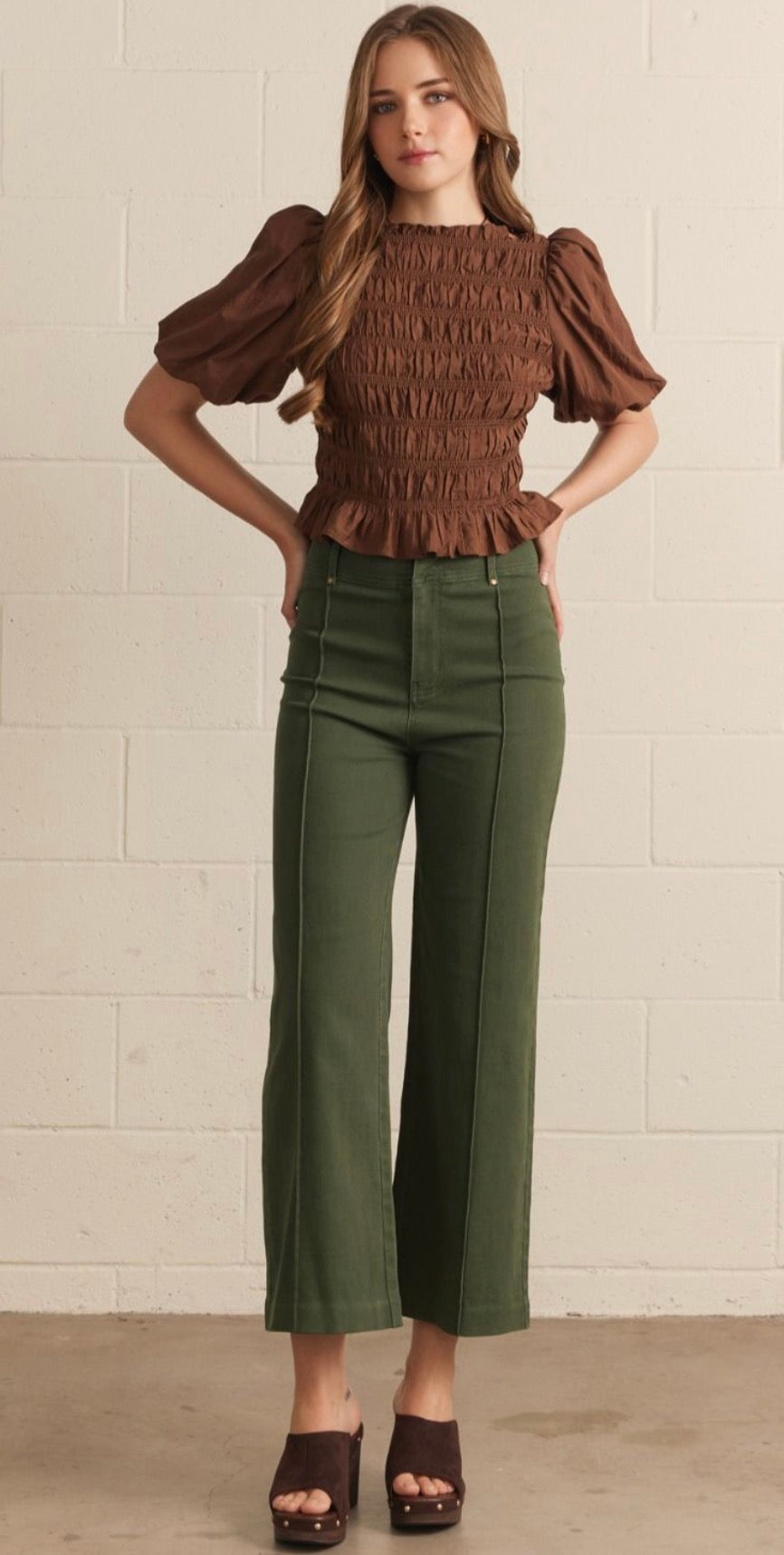 Olive Grove Wide Leg Pants