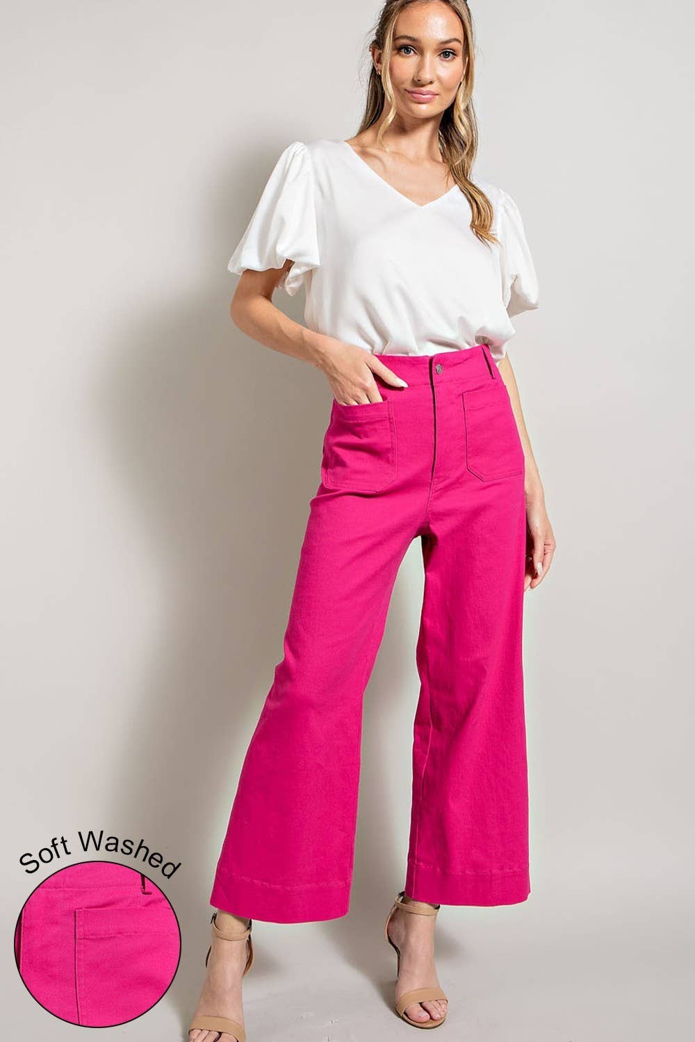 PLUS SOFT WASHED WIDE LEG PANTS