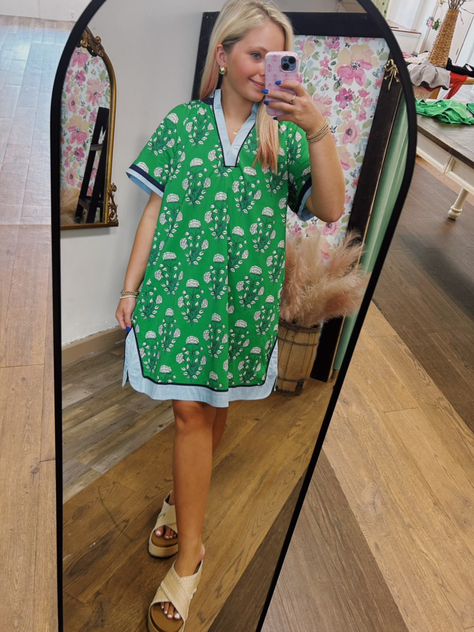 Emerald Garden Shift Dress