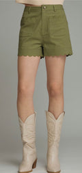 Olive Grove Scallop Shorts