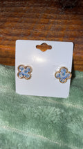 Blue Willow Clover Earrings
