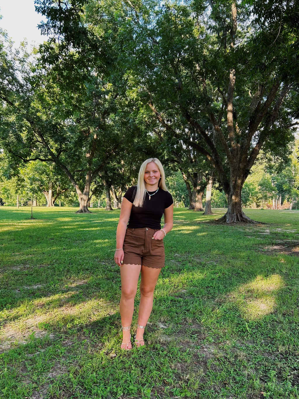 Chestnut Charm Scallop Shorts