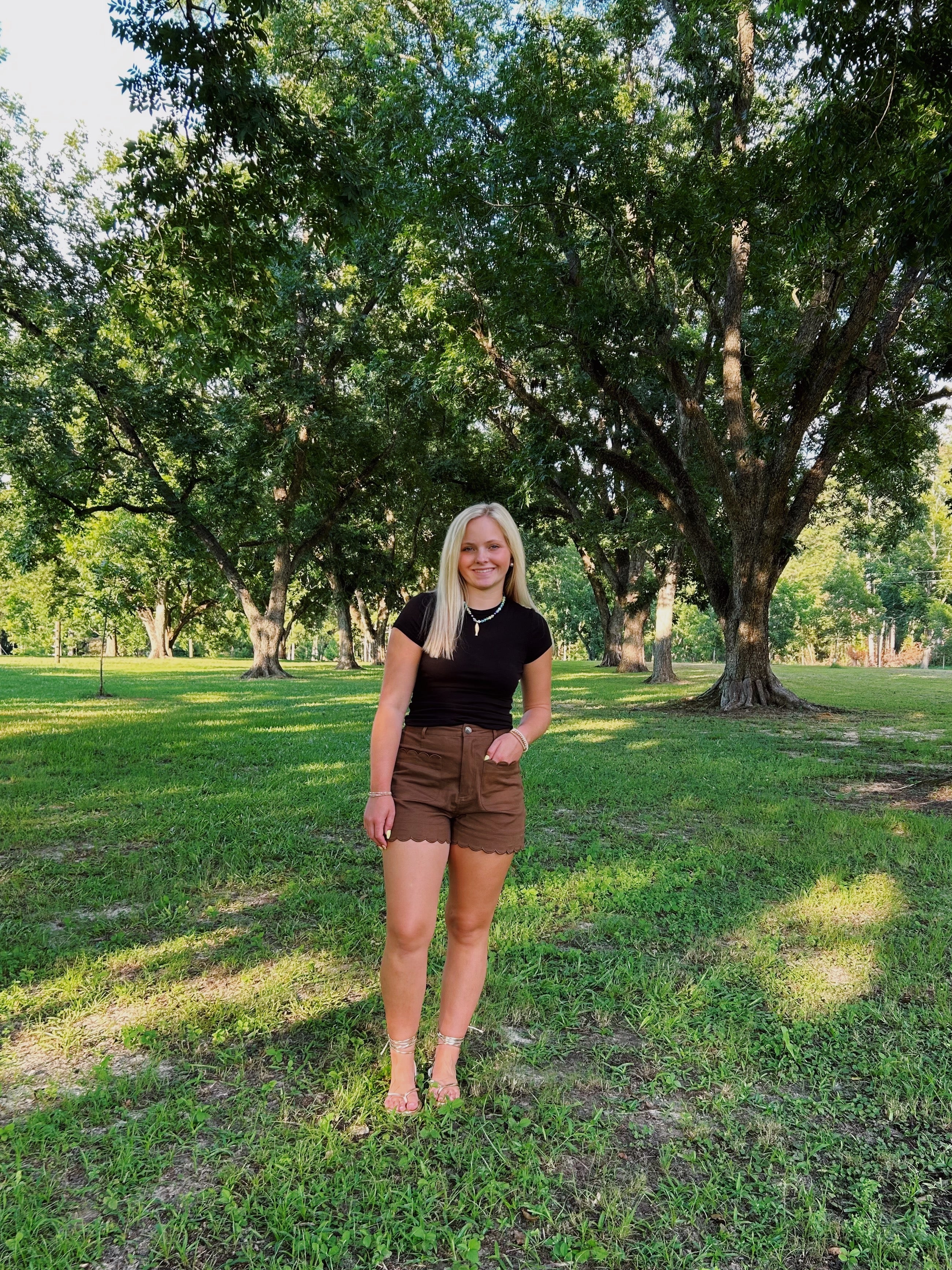 Chestnut Charm Scallop Shorts