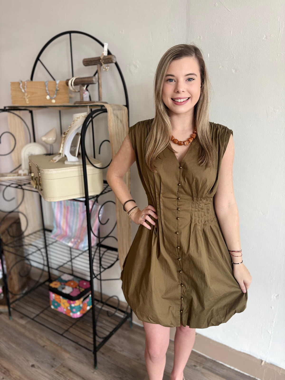 Olive Belle Button Dress