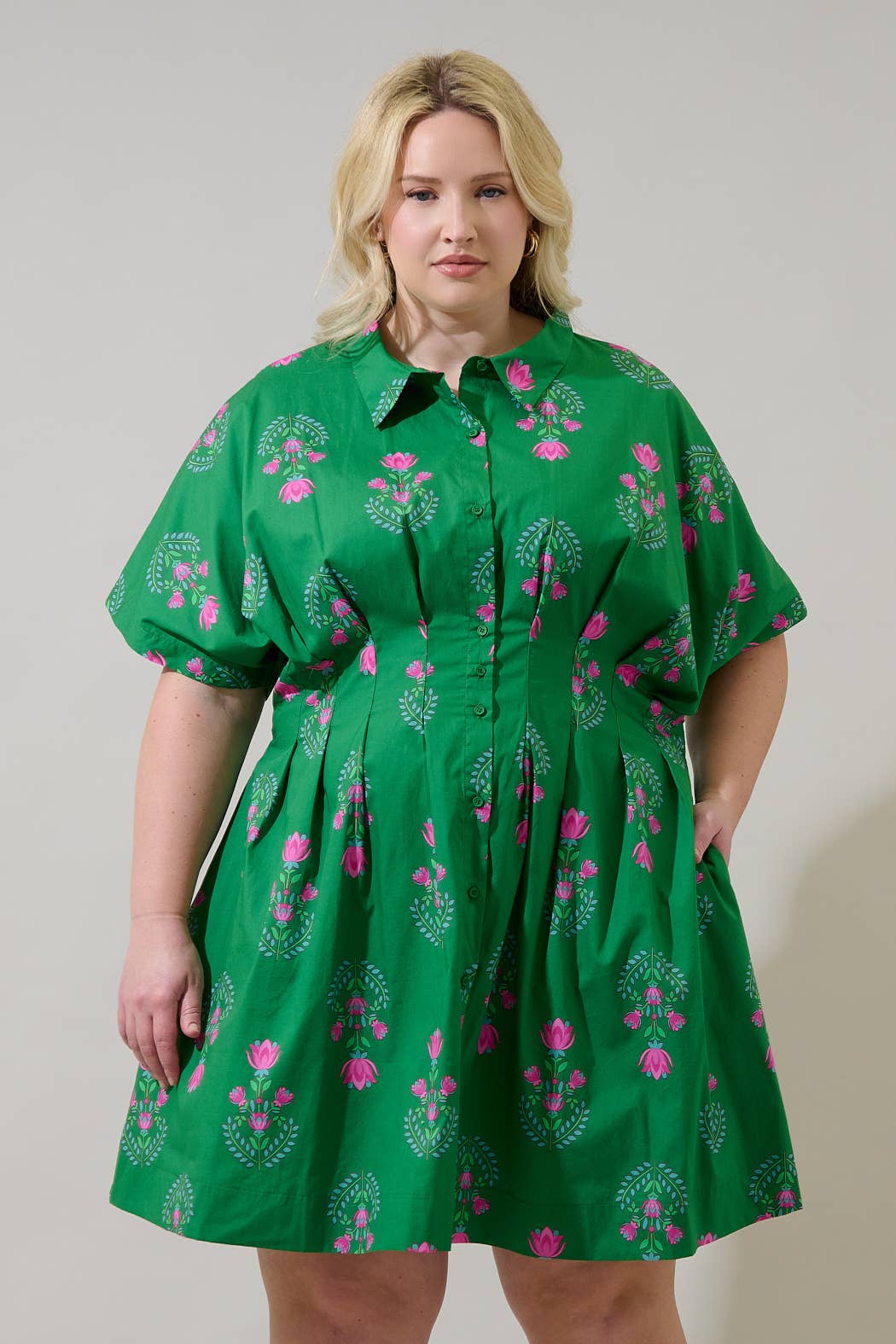 Plus Size Floral Smocked Dress