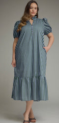 Blue Ridge Striped Midi Dress (PLUS)