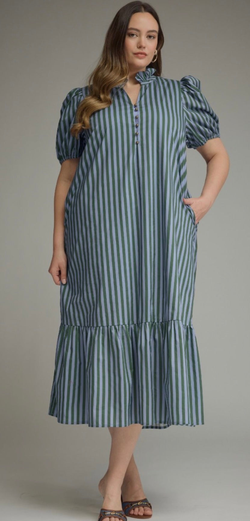 Blue Ridge Striped Midi Dress (PLUS)