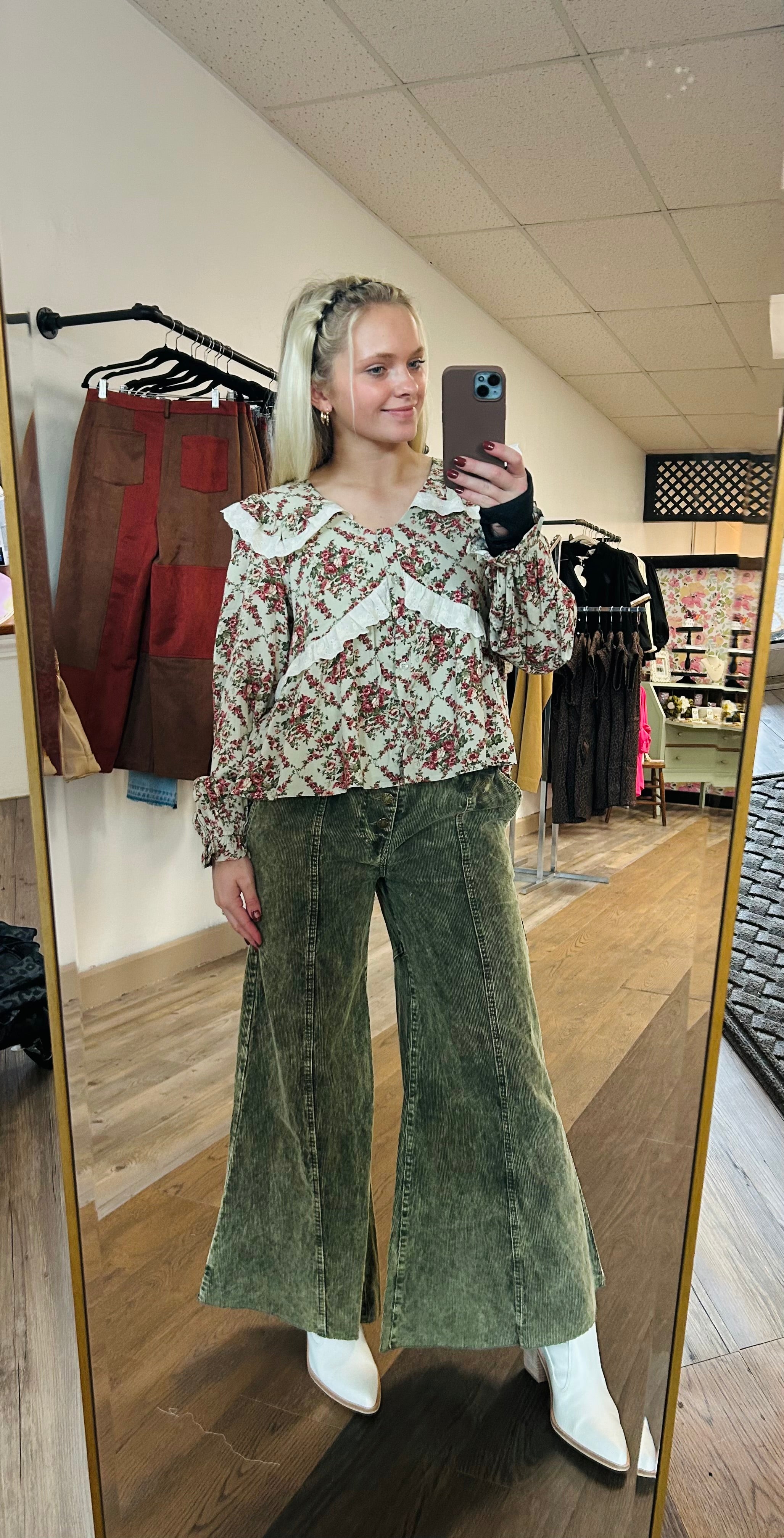 Olive Green Crop Pants