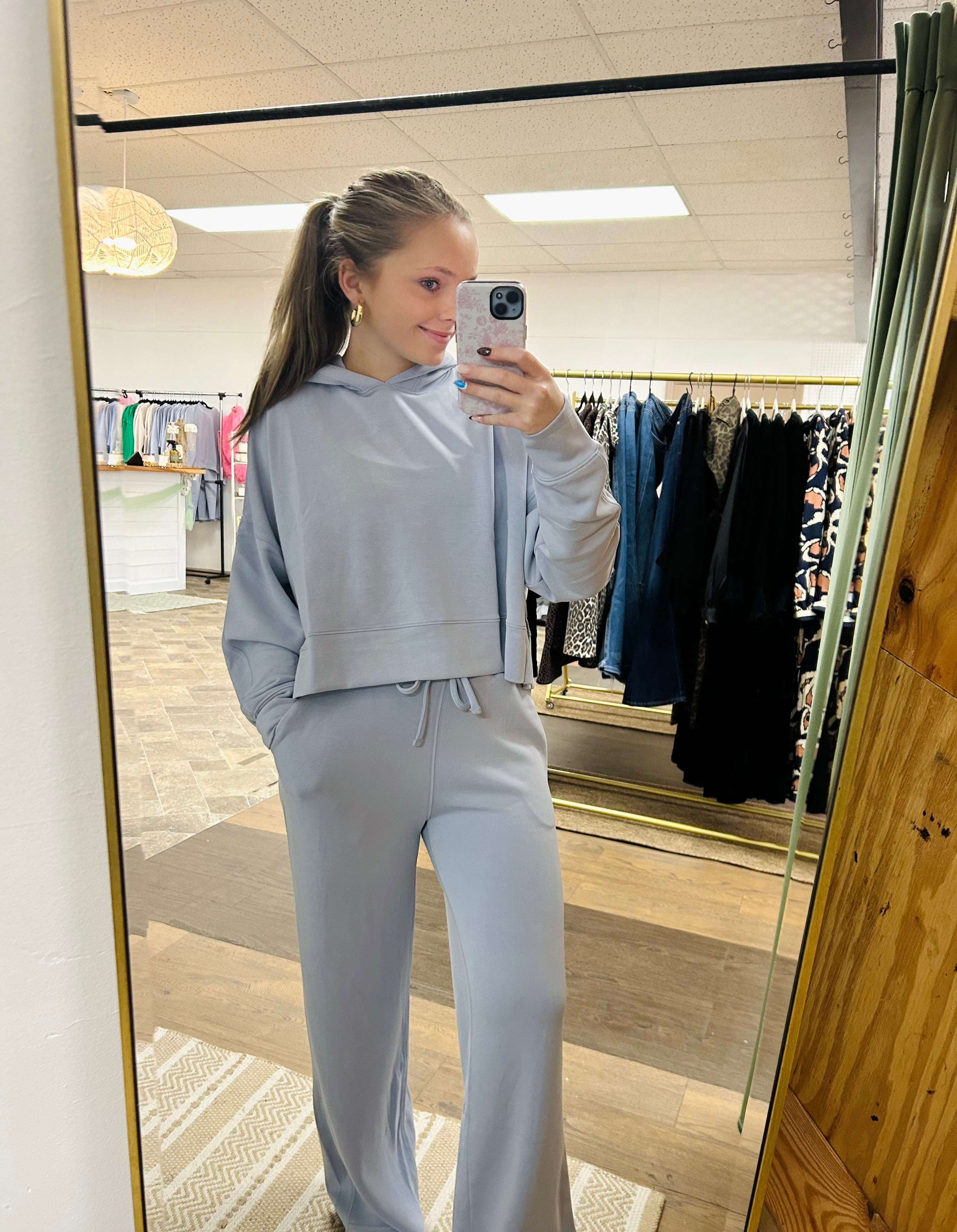 Hooded Crop Scuba Sweatshirt