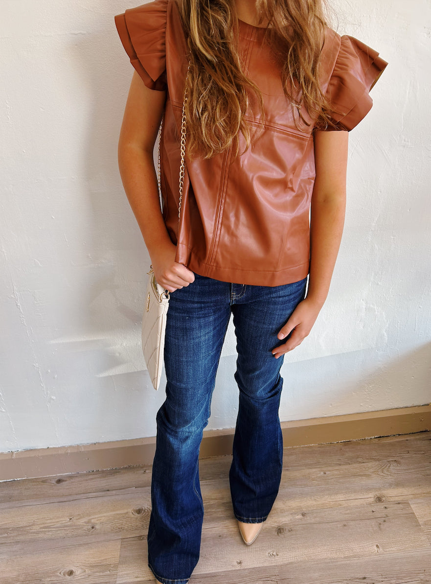 Brown Leather Blouse