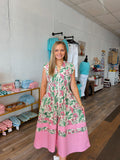 Smocked Waist Midi Zip Dress